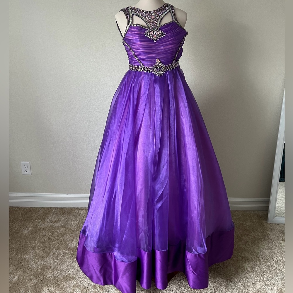 Girl’s Rachel Allen Pageant Ball Gown – Purple